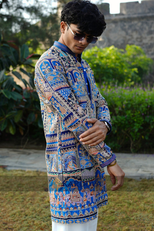 Blue Designer Kurta For Modern Mens